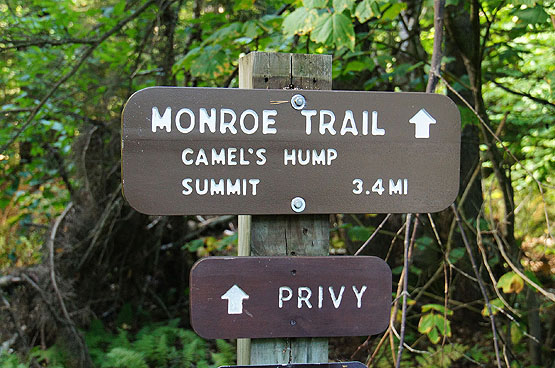 monroe trail camels hump summit trail sign vermont vt